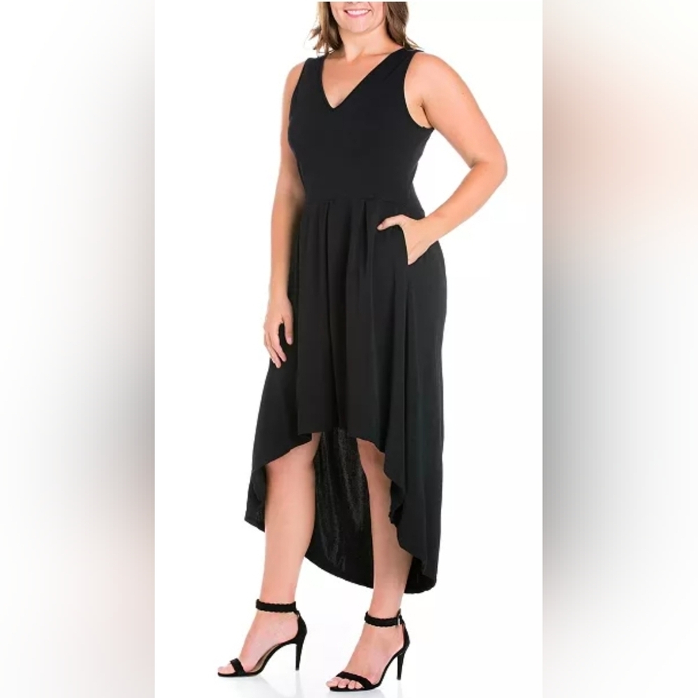 Nwt 24seven Comfort Apparel Womens Sleeveless High Low Dress Size 1X